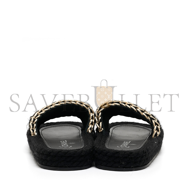 CHANEL NEW WOVEN SLIPPERS FOR WOMEN LAMBSKIN LEATHER G38189 X56418 94305